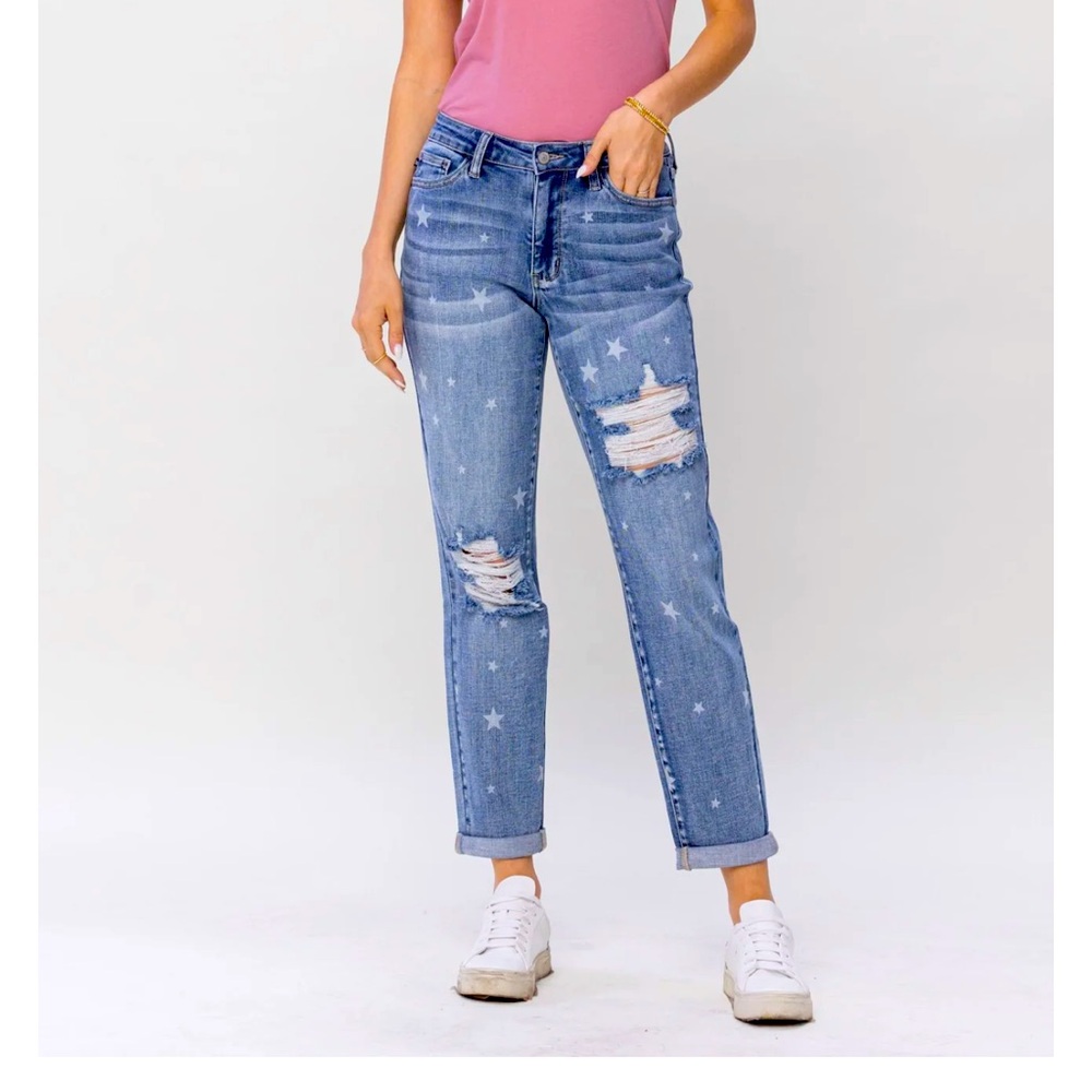 Judy Blue Star Crossed boyfriend crop jeans